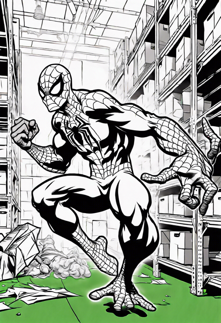 Spiderman Fighting Green Goblin In A Warehouse | ColorBliss.art