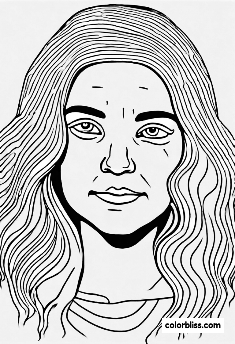 Serene Smiling Girl Coloring Page coloring pages