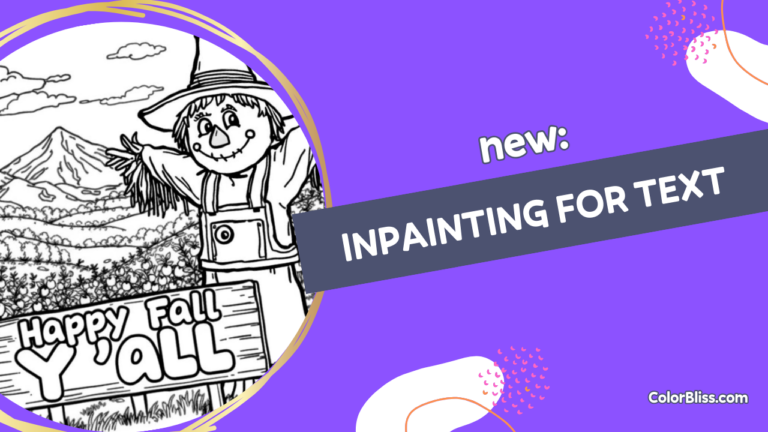 A coloring page of Inpainting now supports text