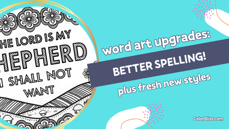 A coloring page of Word Art Upgrade: Better Spelling and Fresh Styles