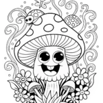 Whimsical Mushroom Fantasy Coloring Page