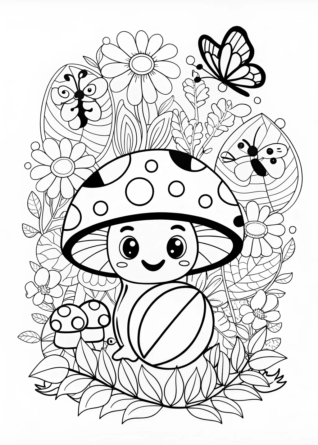 Enchanted Mushroom Forest Coloring Page