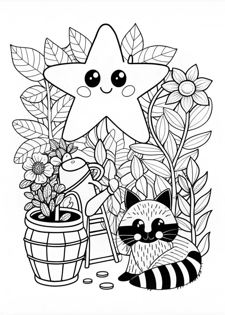 A coloring page of Rocky’s Moonlit Adventure