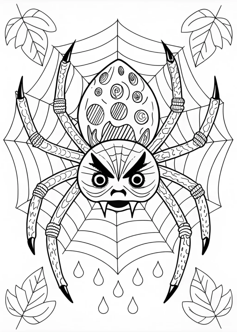 A coloring page of Angry Spider