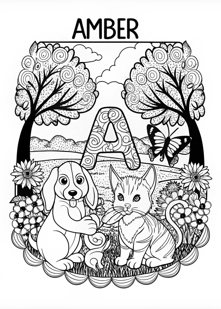 Amber’s Animal Friends Coloring Page coloring pages