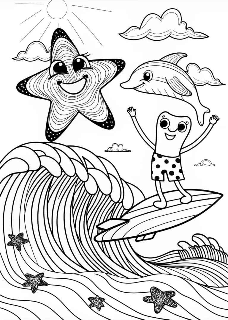 A coloring page of Dolphin’s Magical Ocean Adventure Coloring Page