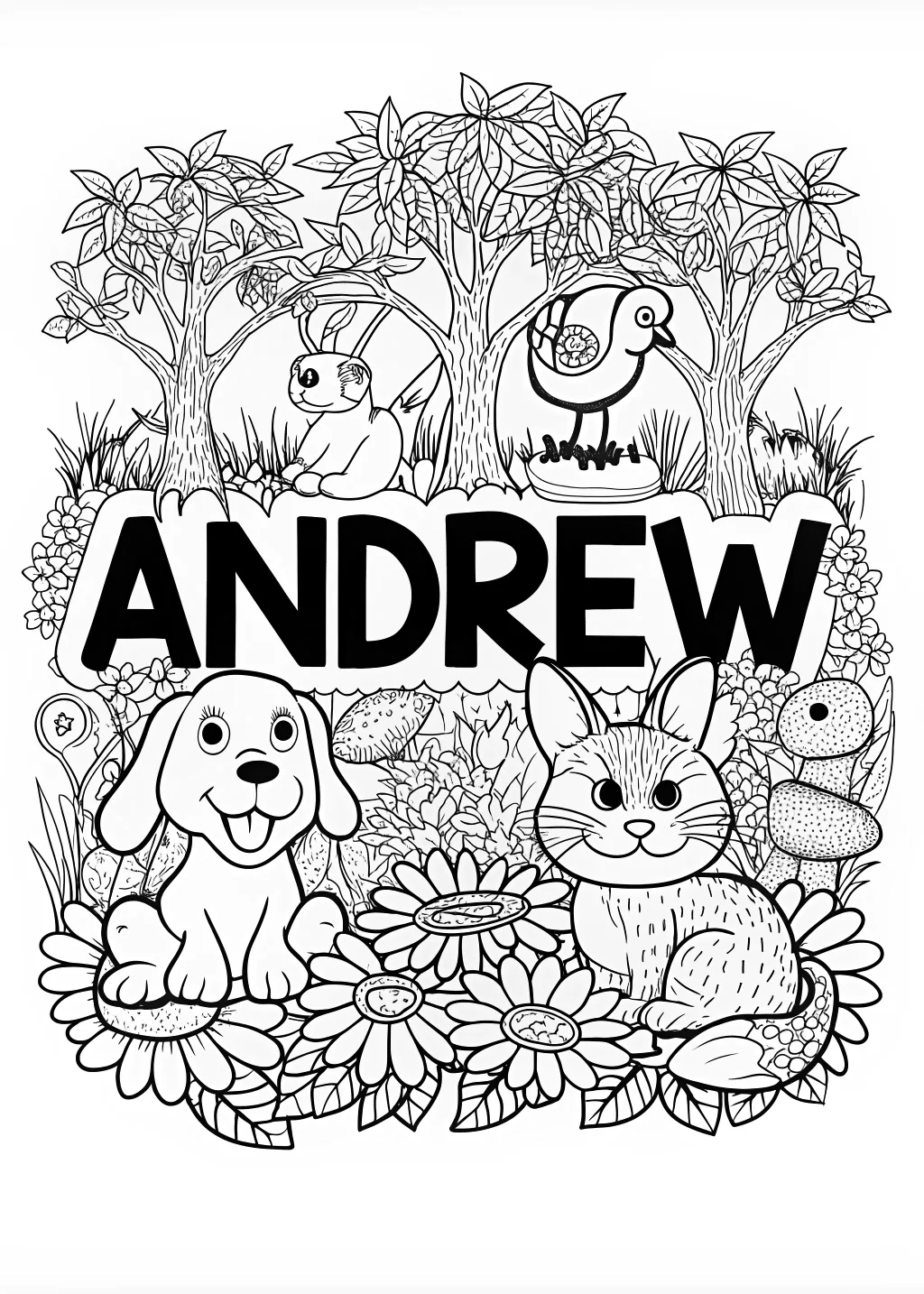 ANDREW&#8217;s Animal Friends Coloring Page