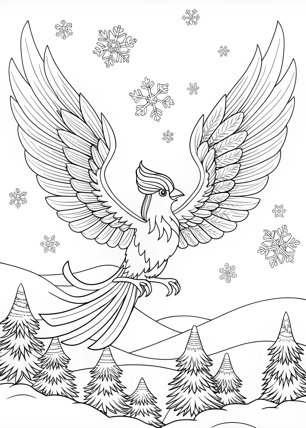 Articuno Soars Over Mountains Coloring Page