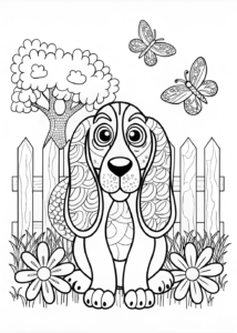 A coloring page of Hound Dog Coloring Page
