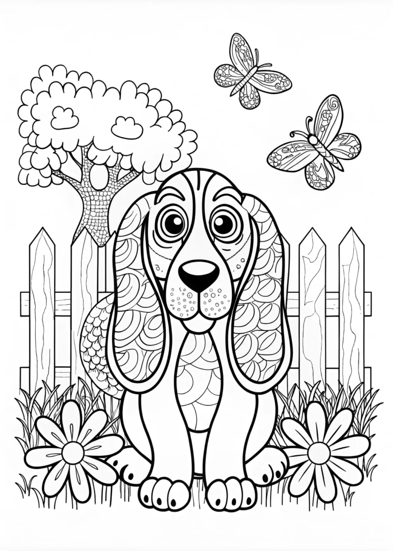 A coloring page of Hound Dog Coloring Page