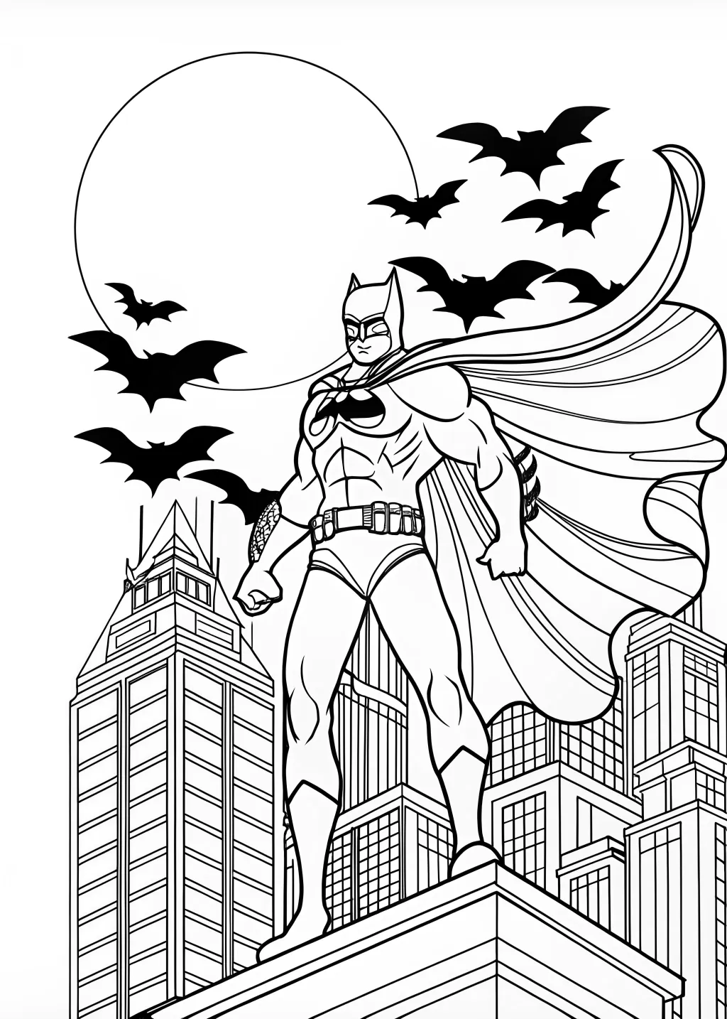 Batman Guarding Gotham City Coloring Page