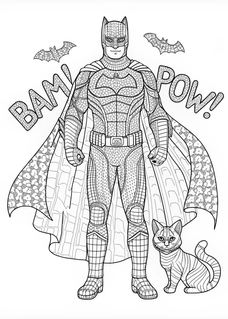 A coloring page of Super Cat’s Urban Adventure Coloring Page