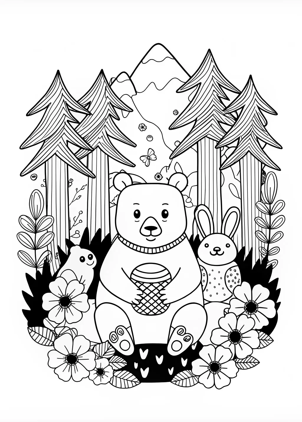 Bear Portrait Coloring Page