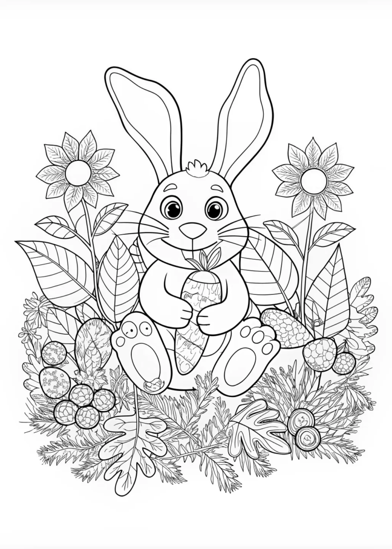 Benny the Bunny and His Carrots Coloring Page coloring pages