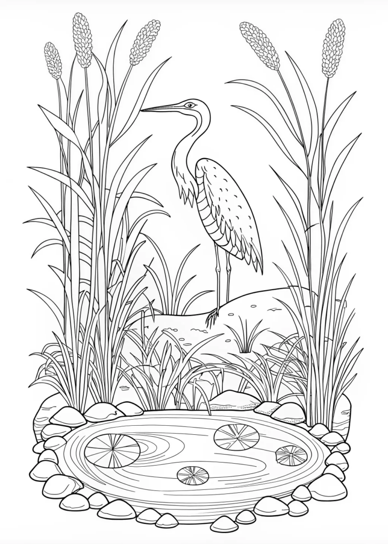 Bird by the Water’s Edge Coloring Page coloring pages