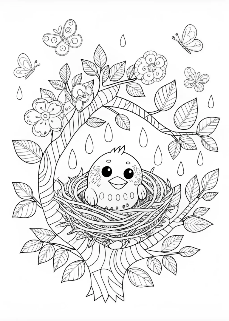 Birdie in the Cozy Nest coloring pages