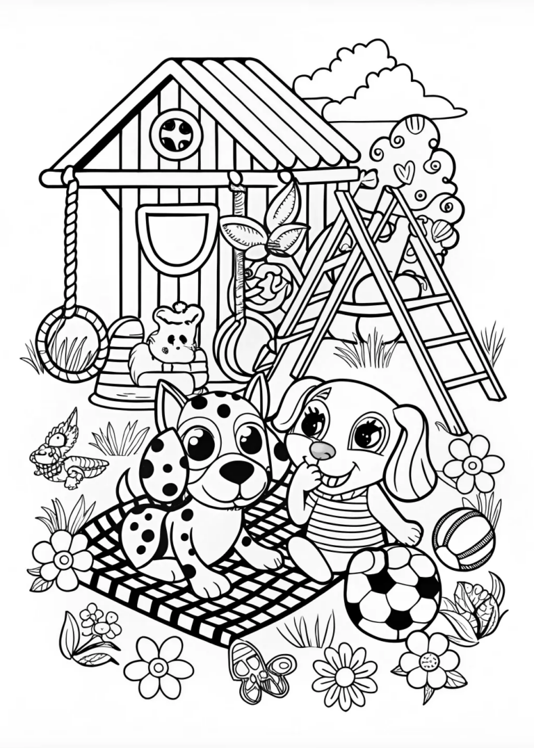 A coloring page of Joyful Wolf Coloring Page