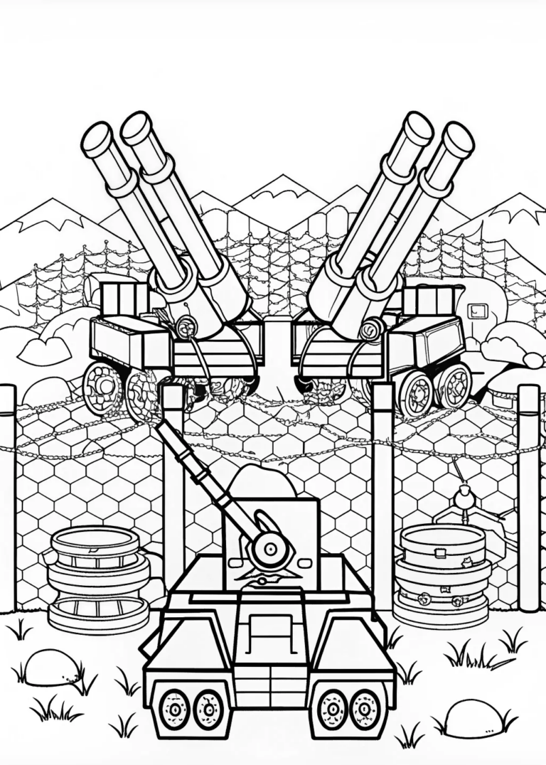 A coloring page of Bowser at the base