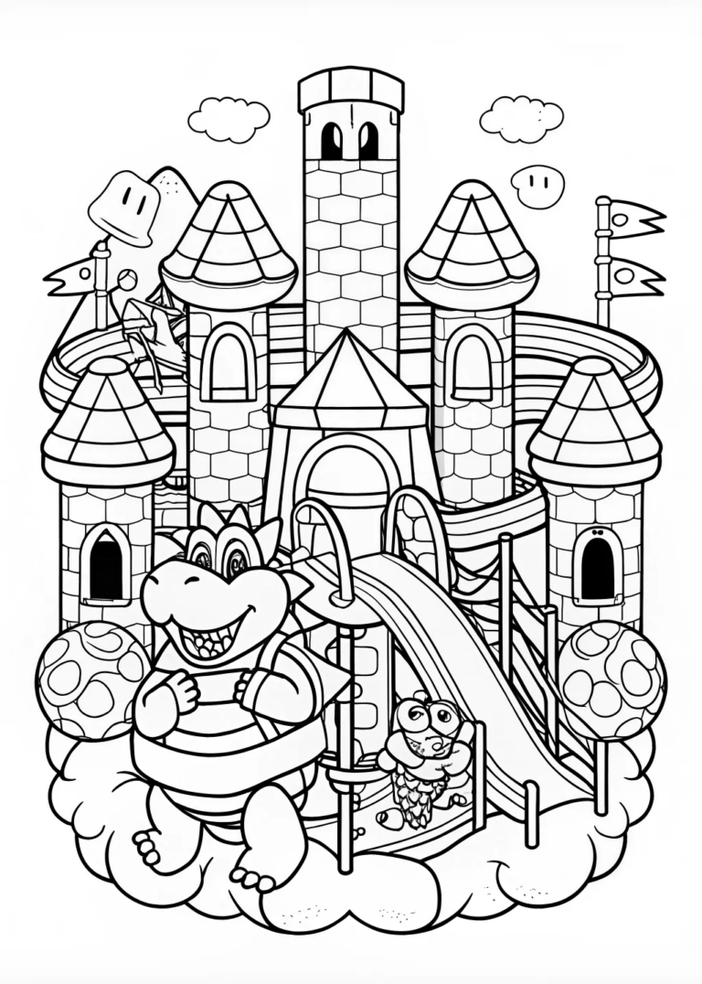 A coloring page of Bowser the Koopa King Coloring Page