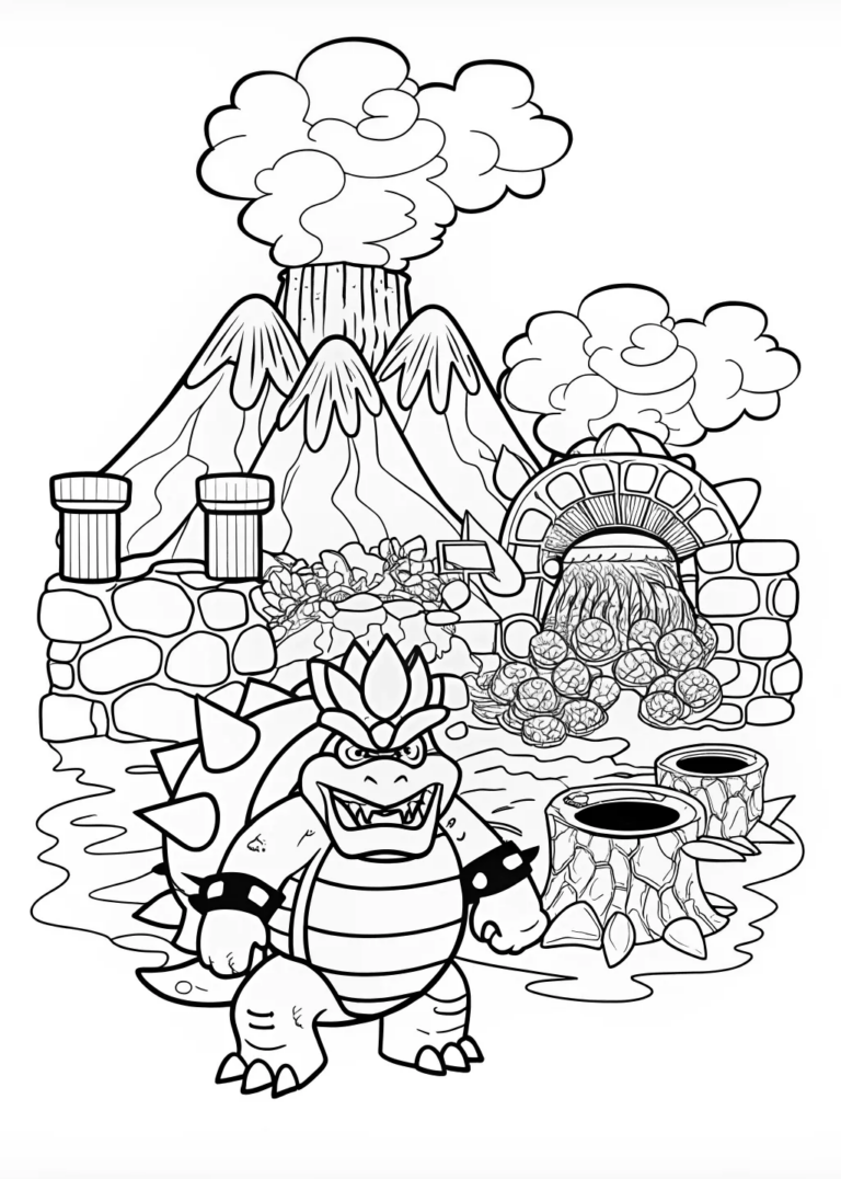 Bowser in the Mountainous Wilderness coloring pages