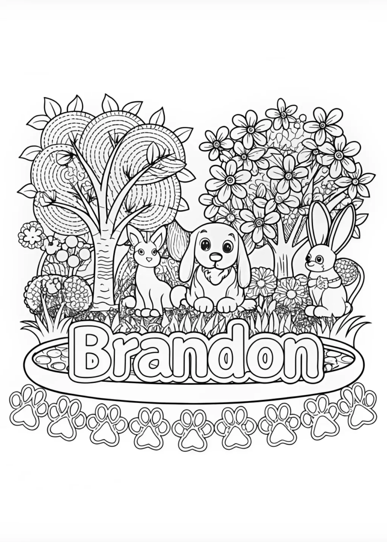 A coloring page of Playful Bear in the Jungle