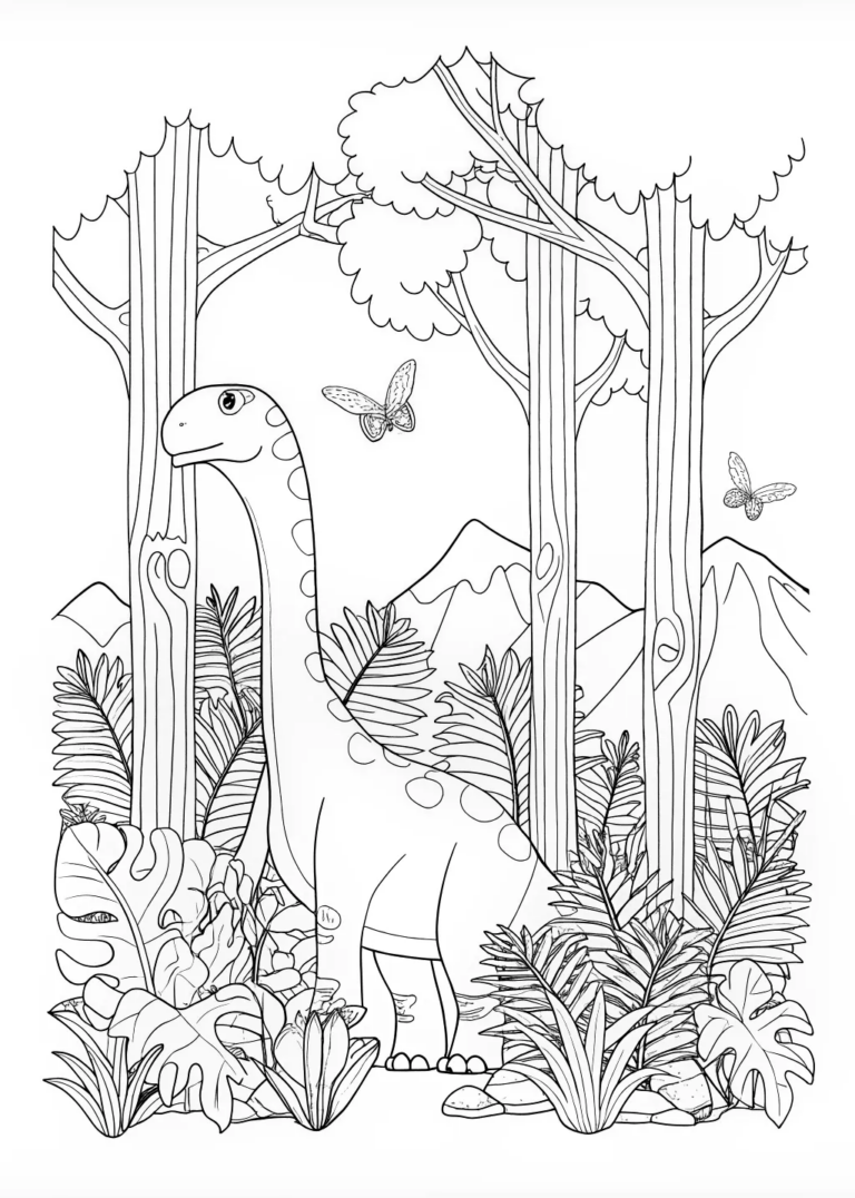 Brontosaurus Feeding in the Forest coloring pages