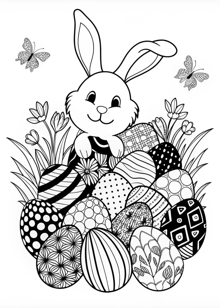 Bunny and Easter Egg Extravaganza Coloring Page coloring pages