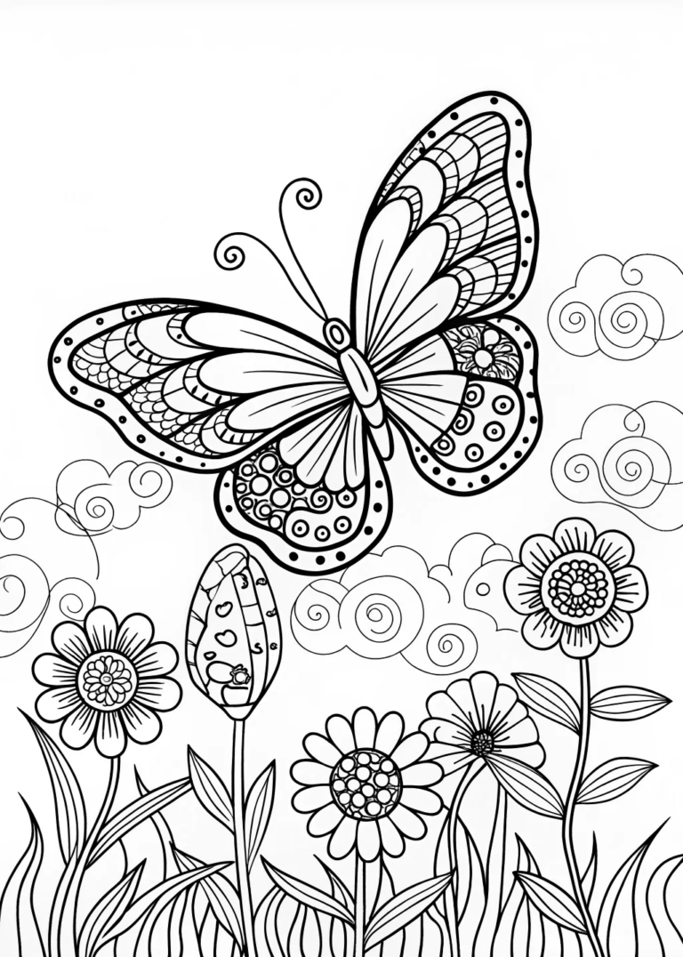 Butterfly Blossom Delight coloring pages