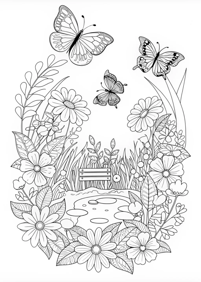 Butterfly Garden Bliss Coloring Page coloring pages