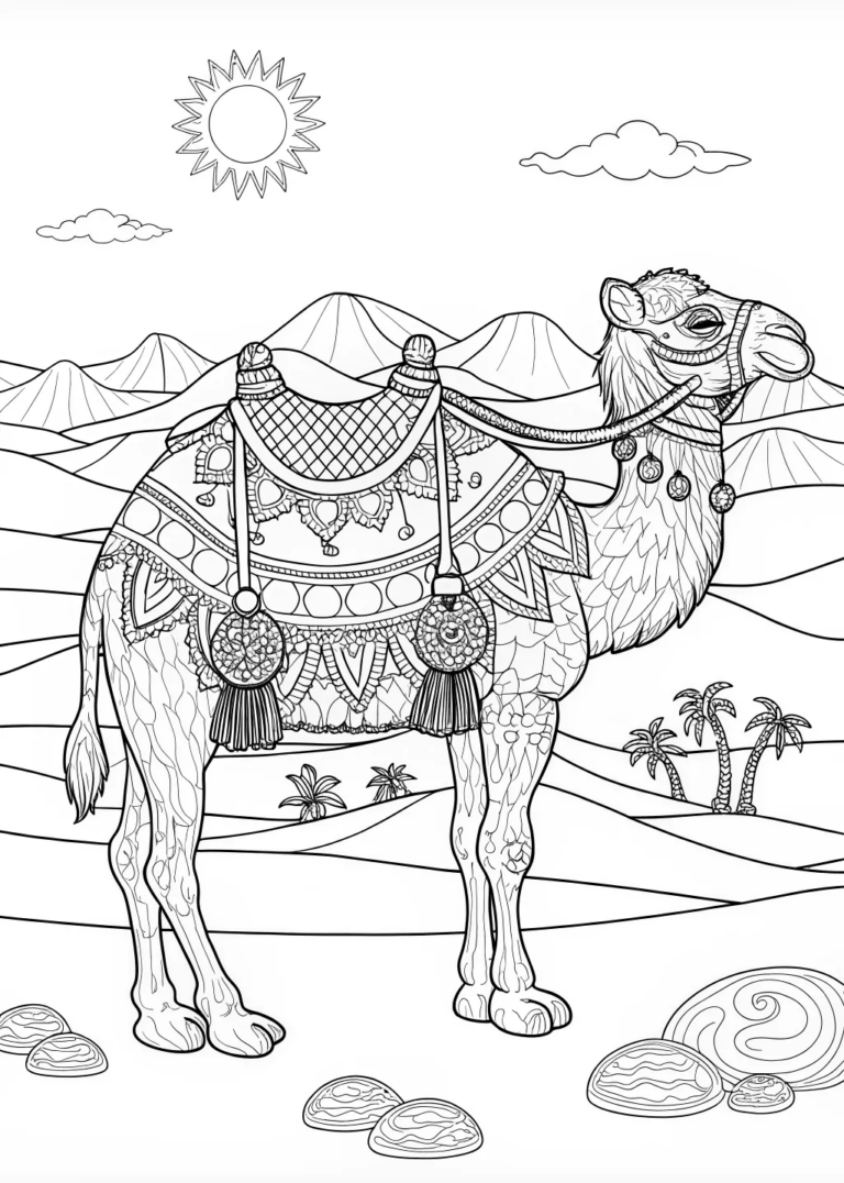 Majestic Camel Adventure Coloring Page coloring pages