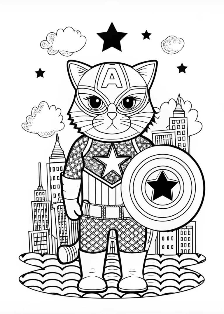 Captain Cat in the City Coloring Adventure coloring pages