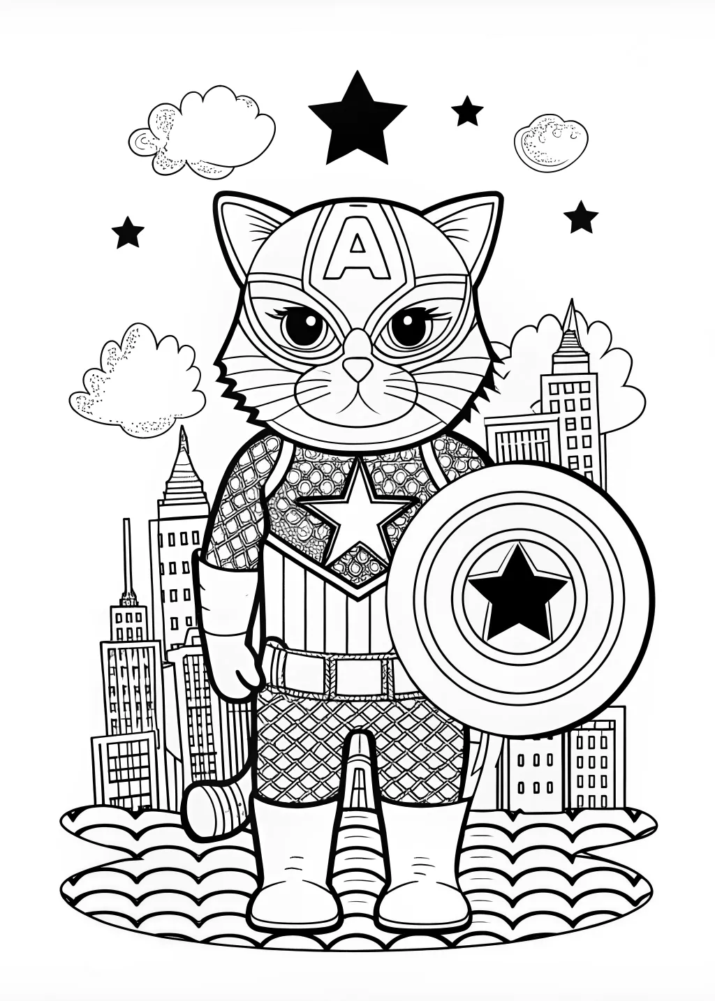 Captain Cat in the City Coloring Adventure