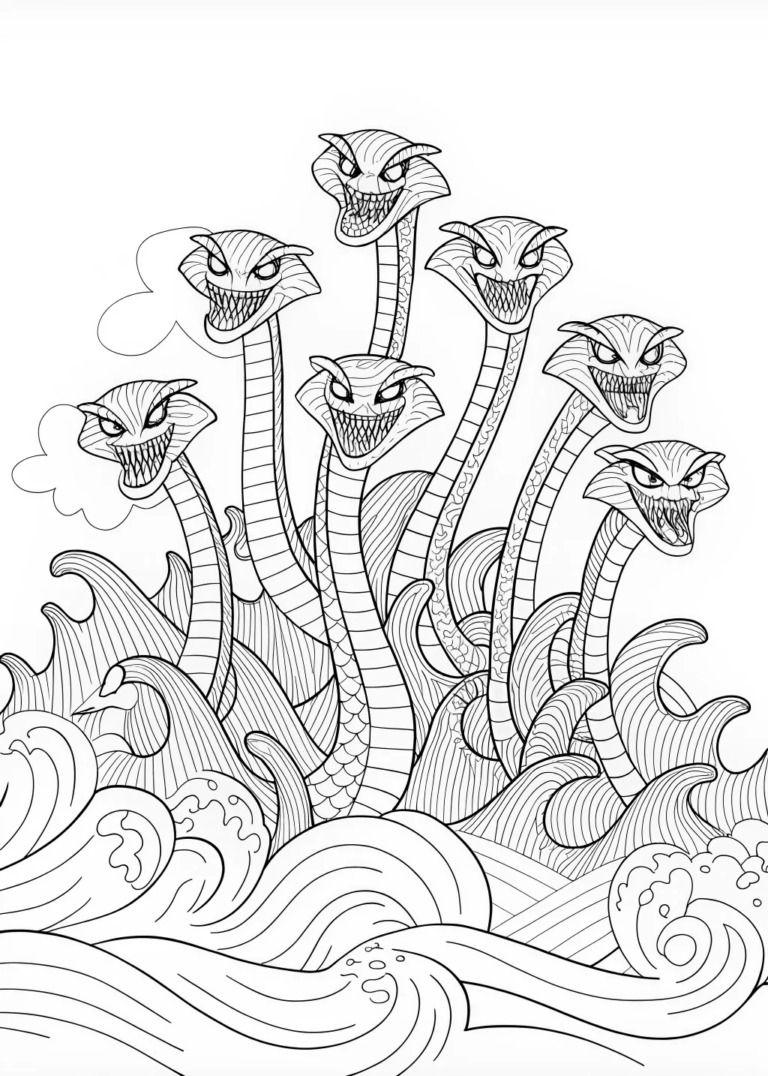 Chaotic Hydra’s Wrath Coloring Page coloring pages