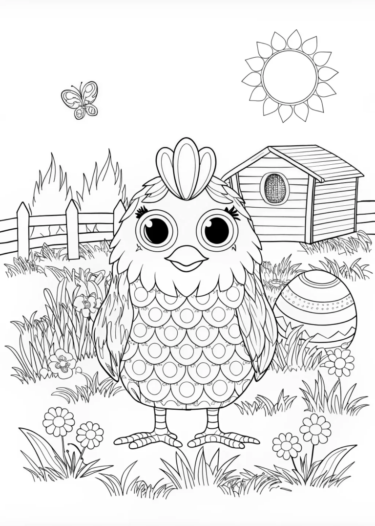 A coloring page of Rooster Coloring Adventure