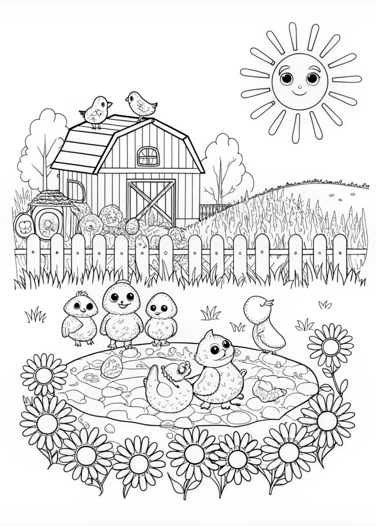 Chick’s Fun Day on the Farm coloring pages