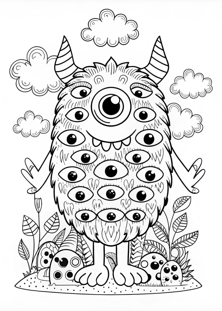 Color the Multi-Eyed Monster! coloring pages