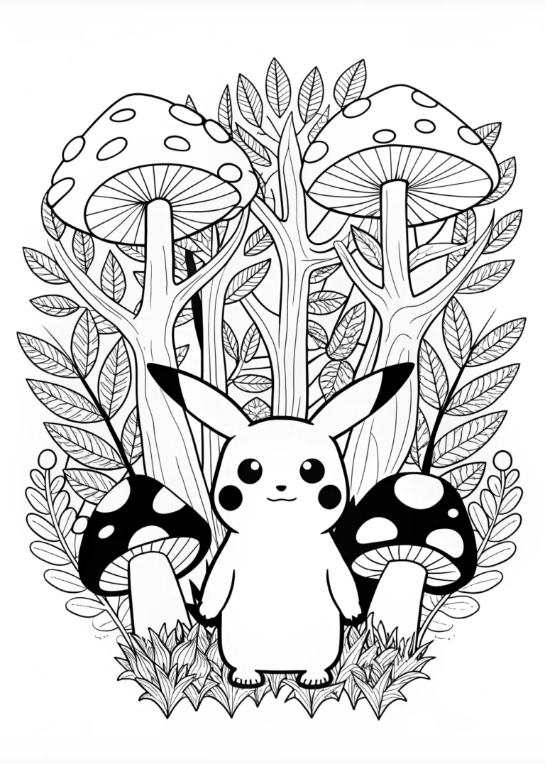 A coloring page of Pikachu Coloring Adventure