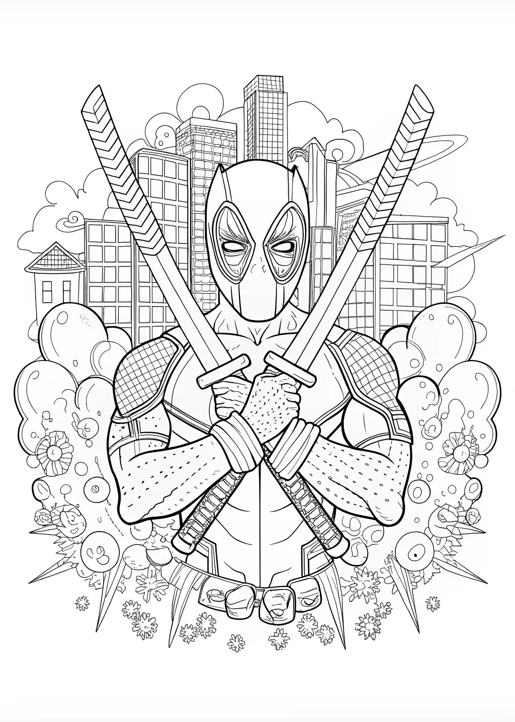 Deadpool: The Ultimate Anti-Hero Coloring Page