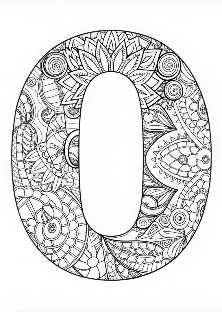 A coloring page of Decorative Letter “O” Coloring Extravaganza