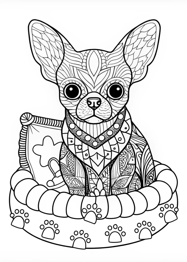 A coloring page of Charming Chihuahua Coloring Page