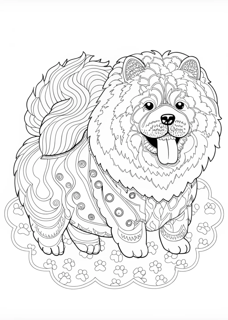 A coloring page of Charming Chow Chow Coloring Fun