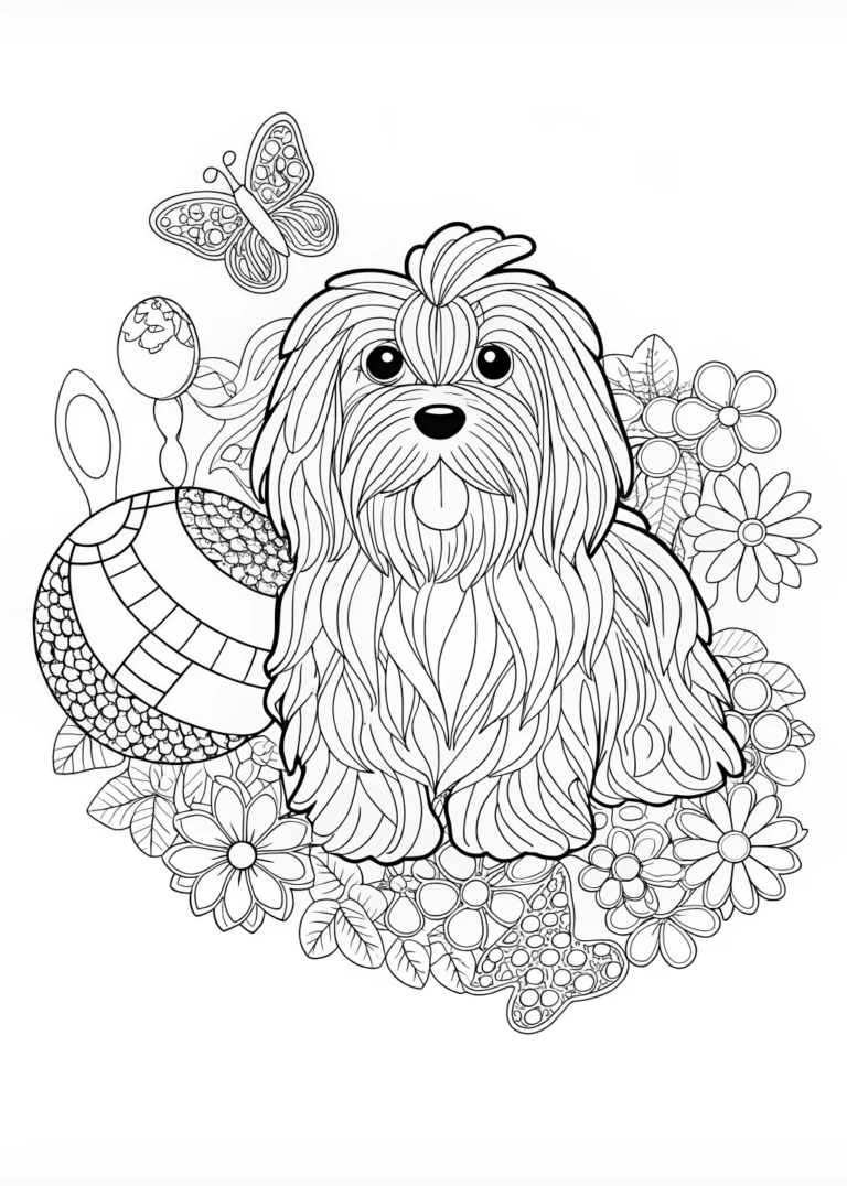 A coloring page of Adorable Puppy Coloring Page