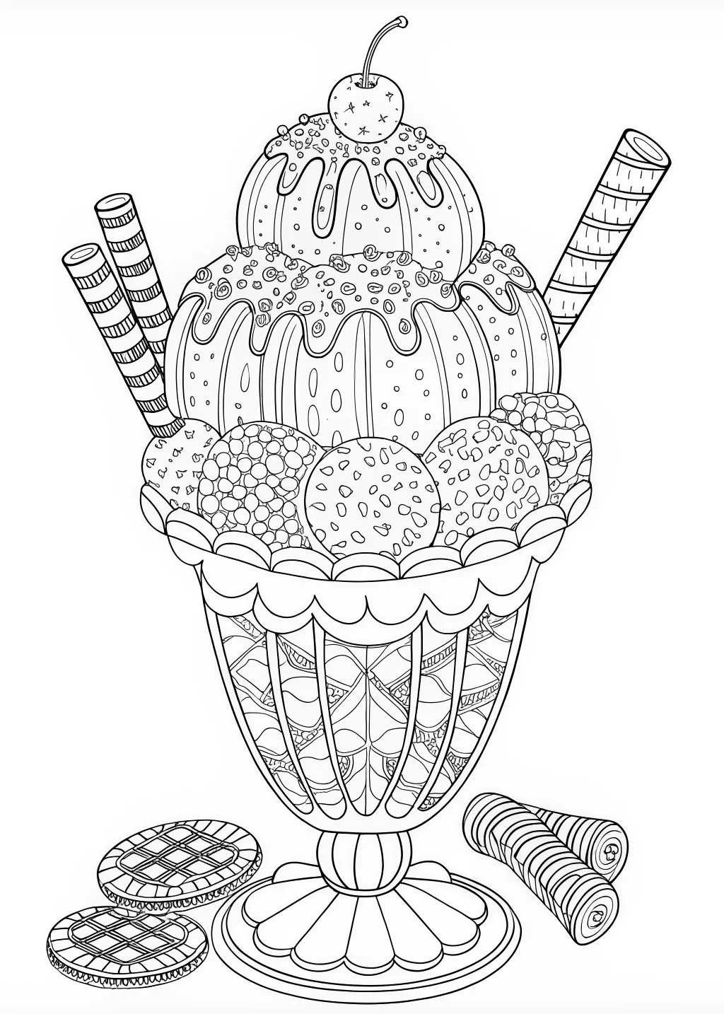 Delicious Ice Cream Sundae Coloring Page