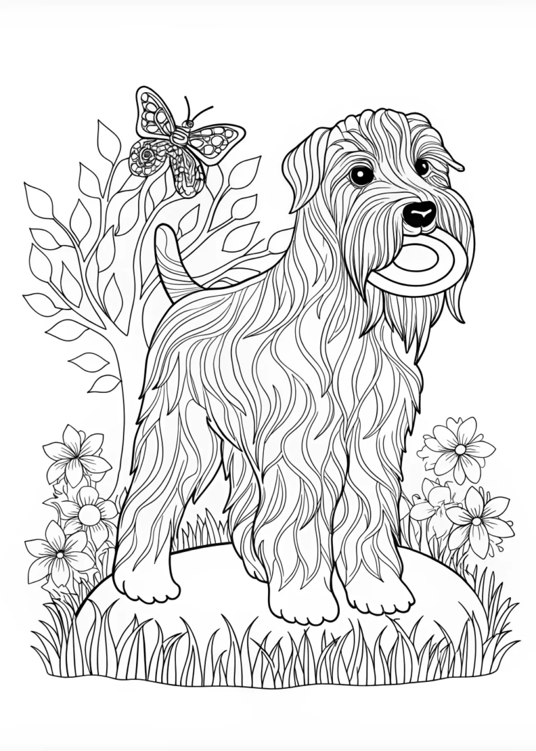 A coloring page of Terrier Dog Coloring Page