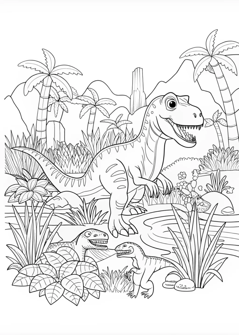 Dinosaur Adventure with T-Rex coloring pages