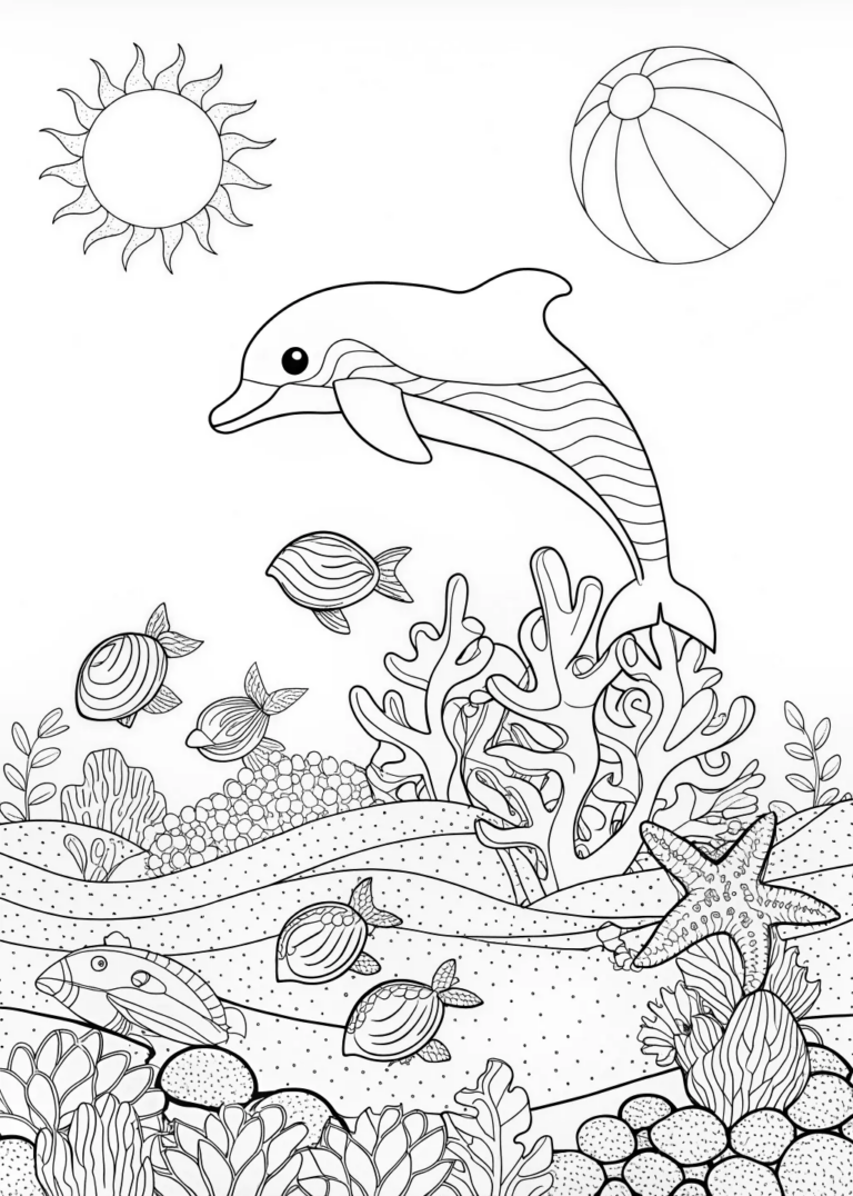 Jumping Dolphin Over Waves Coloring Page coloring pages