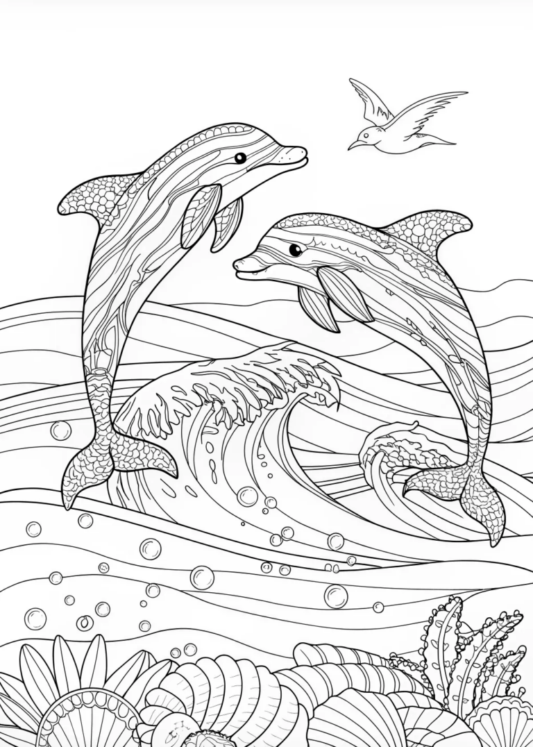 Dolphin’s Serene Ocean Adventure coloring pages