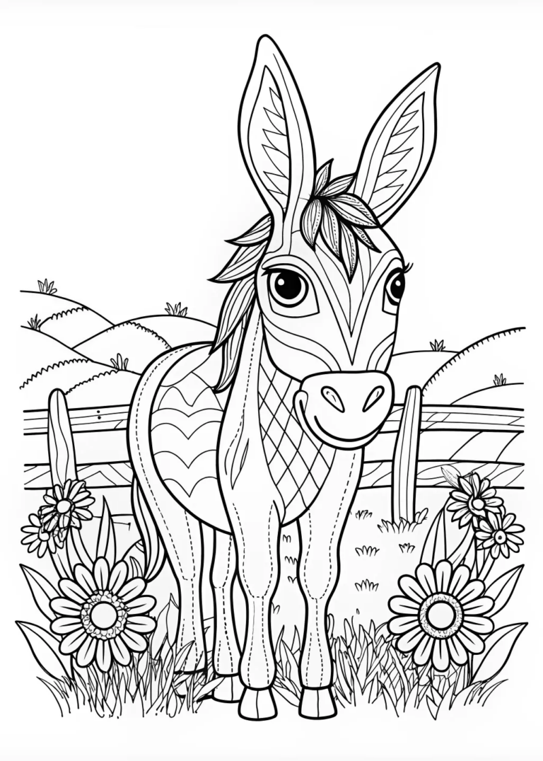 Donkey in the Field Coloring Page coloring pages