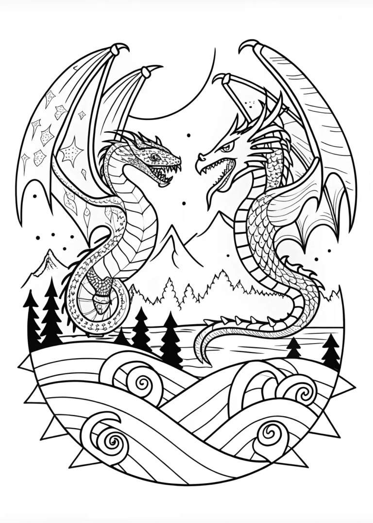 Terrifying Dragon on the Hunt Coloring Page - Free & Printable