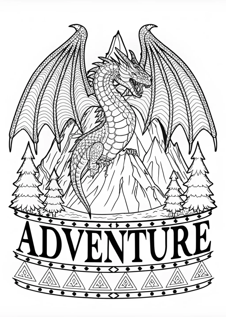 Dragon in the Mountains Coloring Adventure coloring pages